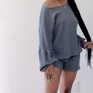 Grey two piece lounge shorts set